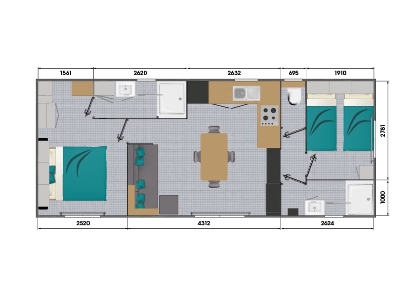 Boeking-stacaravan-prestige-2-slaapkamers-2-badkamers-camping-saint-jean-de-monts-vendee-le-tropicana